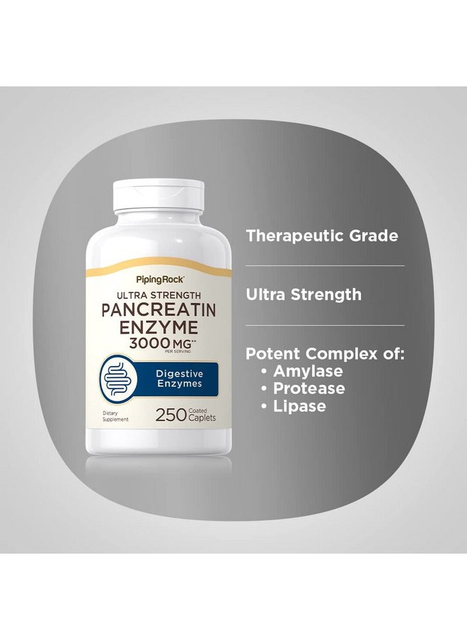Piping Rock Pancreatin Enzyme Supplement ; 3000 Mg ; 250 Caplets ; Ultra Strength ; Nongmo Gluten Free  - Image 5