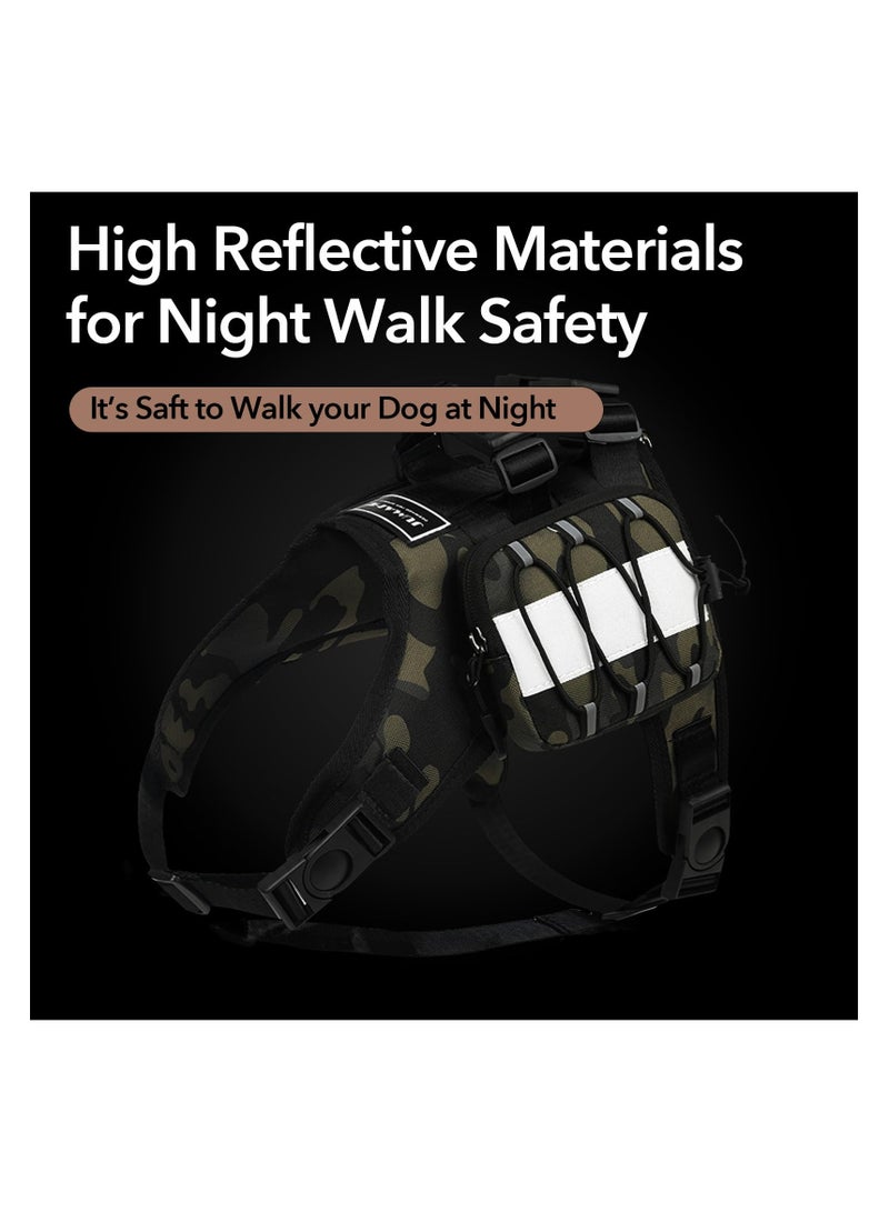 SYOSI Dog Backpack for Hiking and Camping, Dog Saddle Bag, Adjustable Shoulder Straps, Side Pockets, Reflective Strips, Oxford Cloth, Medium Size Suitable for 35-48 lbs Dogs (Camo, 35-48 lbs) - Image 3