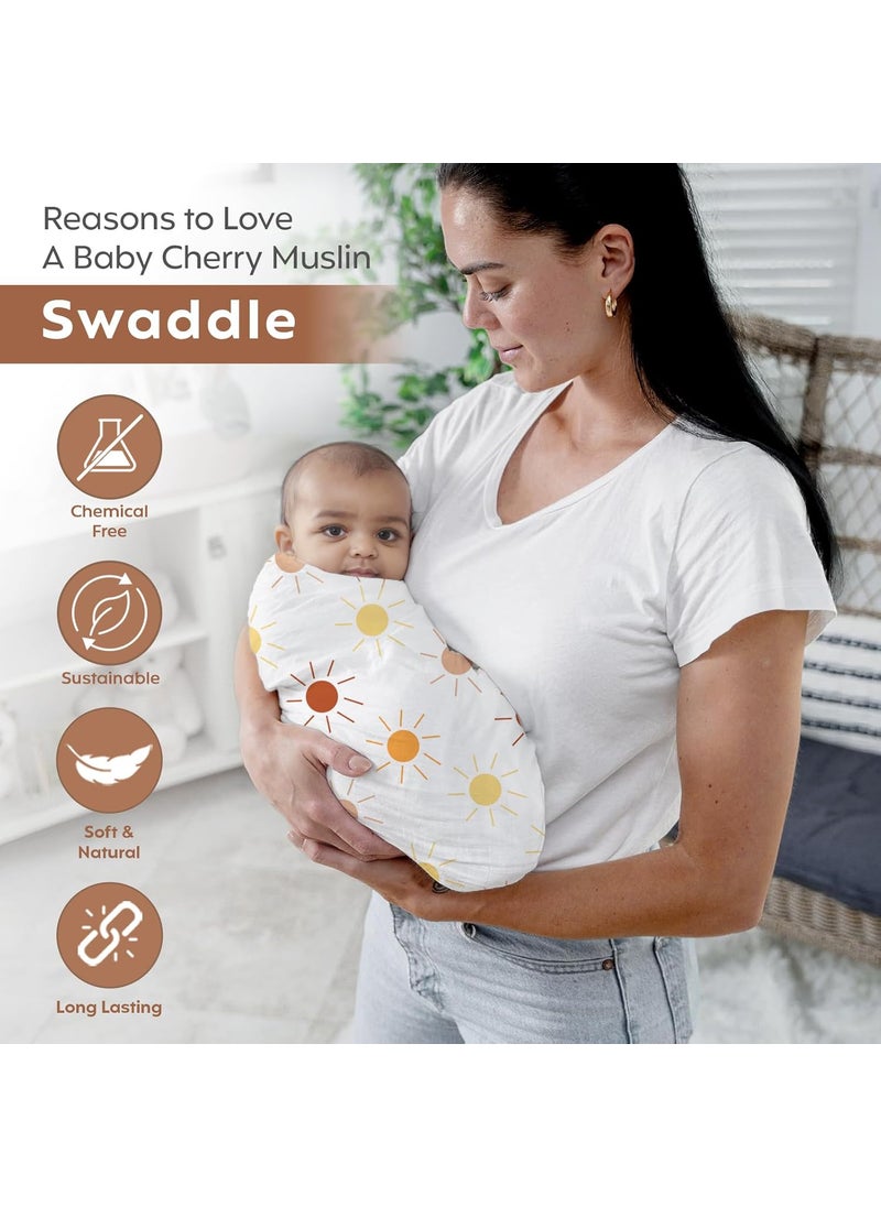 a baby cherry a baby cherry Swaddle for Newborn Baby Muslin Swaddle Baby Swaddle Wrap for Newborn Baby Wrapping Cloth for Newborn Blanket for 018 Months Pack of 3  - Image 5