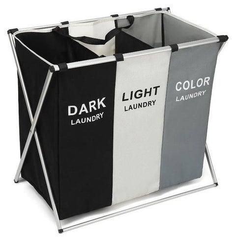 3-Grid Dirty Cloth Laundry Basket Storage