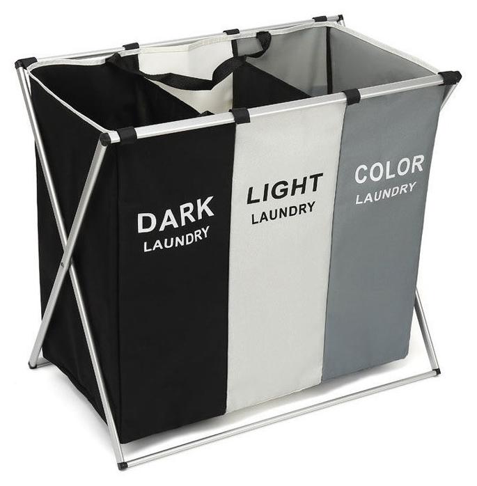 MTL 3-Grid Dirty Cloth Laundry Basket Storage - Image 1