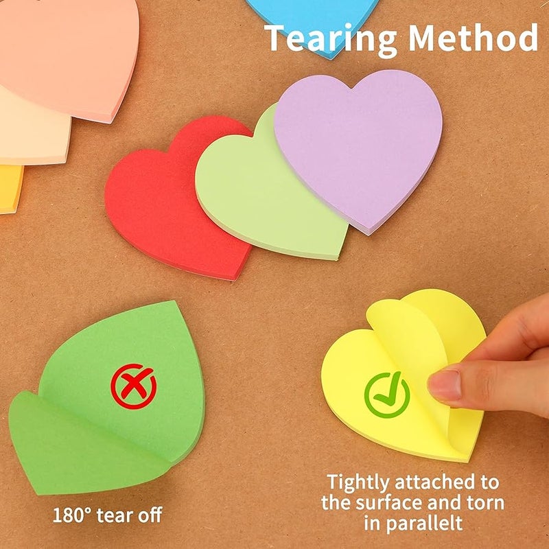 EOOUT 16 Colors 1200 Sheets Sticky Notes Heart Shape Sticky Pad Cute Memo Pads Colorful Self-Sticky Note Pads 75 Sheets/Pad - Image 3