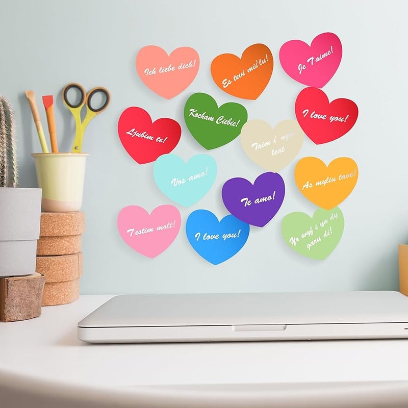 EOOUT 16 Colors 1200 Sheets Sticky Notes Heart Shape Sticky Pad Cute Memo Pads Colorful Self-Sticky Note Pads 75 Sheets/Pad - Image 4