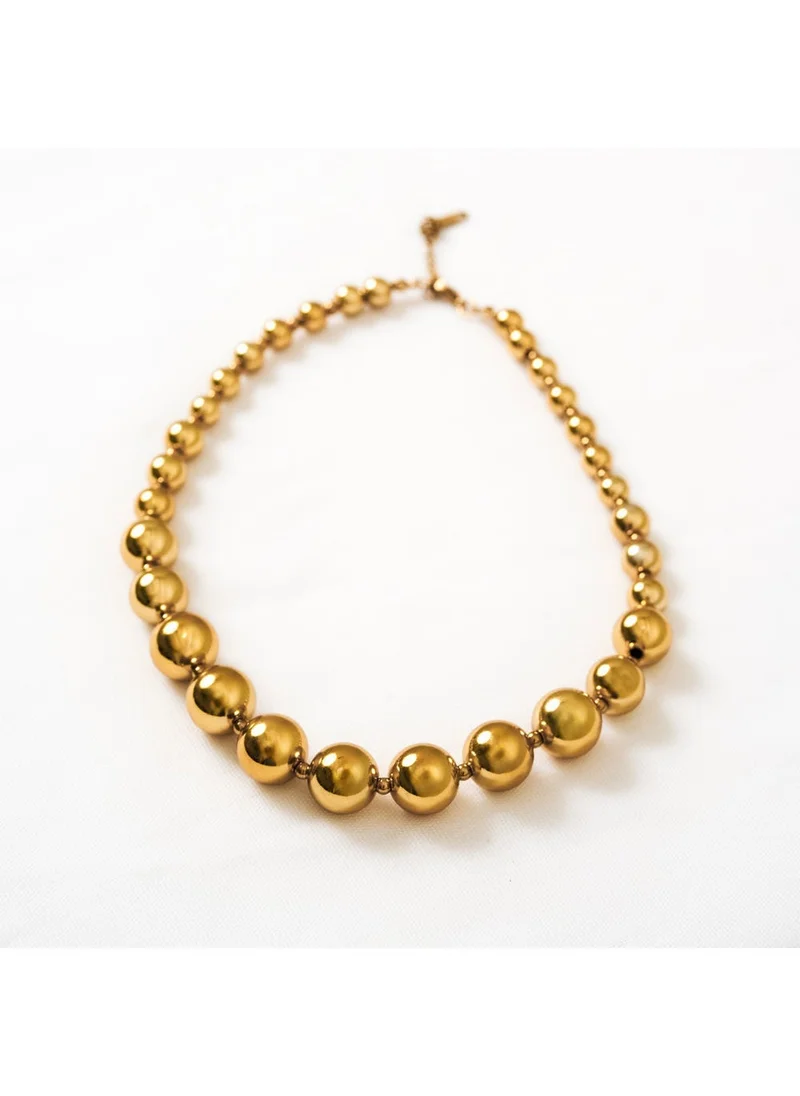 noya Lune Bead Statement Gold Necklace