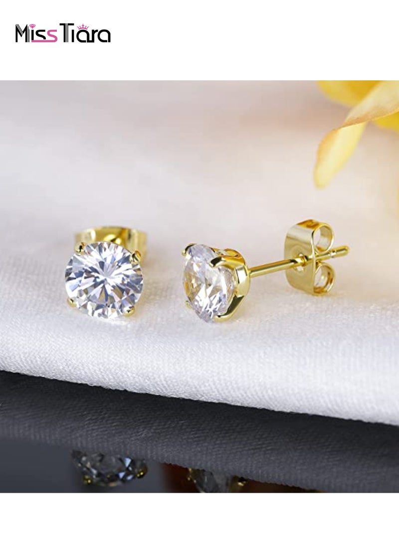Generic - 5 Pairs Hypoallergenic Cubic Zirconia Earrings Stud Earrings Set Stainless Steel Earring for Women and Men - Image 1
