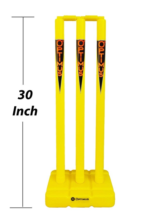 أوبتيموس مجموعة أعمدة كريكيت بلاستيكية للأطفال من أوبتيموس® (24 بوصة) - 6 أعمدة، قاعدتان، و4 حلقات - مناسبة للأطفال من عمر 5 إلى 12 سنة للعب الكريكيت بكرة التنس - Image 4