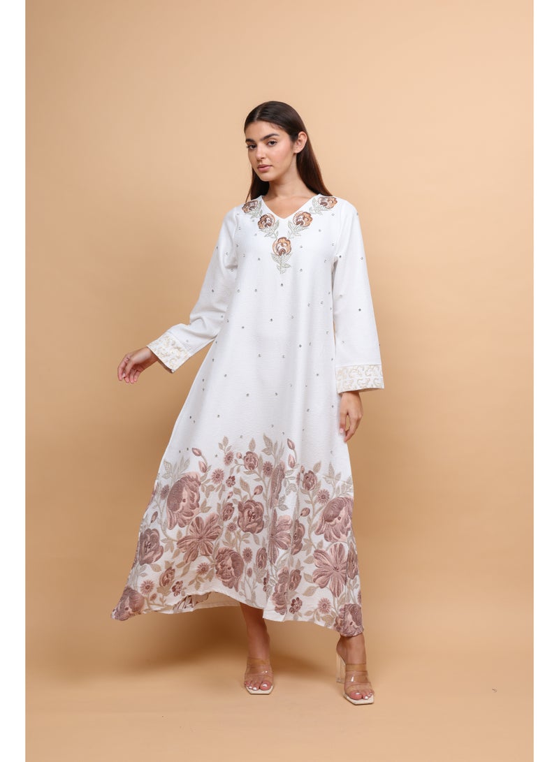 IKKXA Floral Crystal Pieces Classic Jalabiya - Image 5