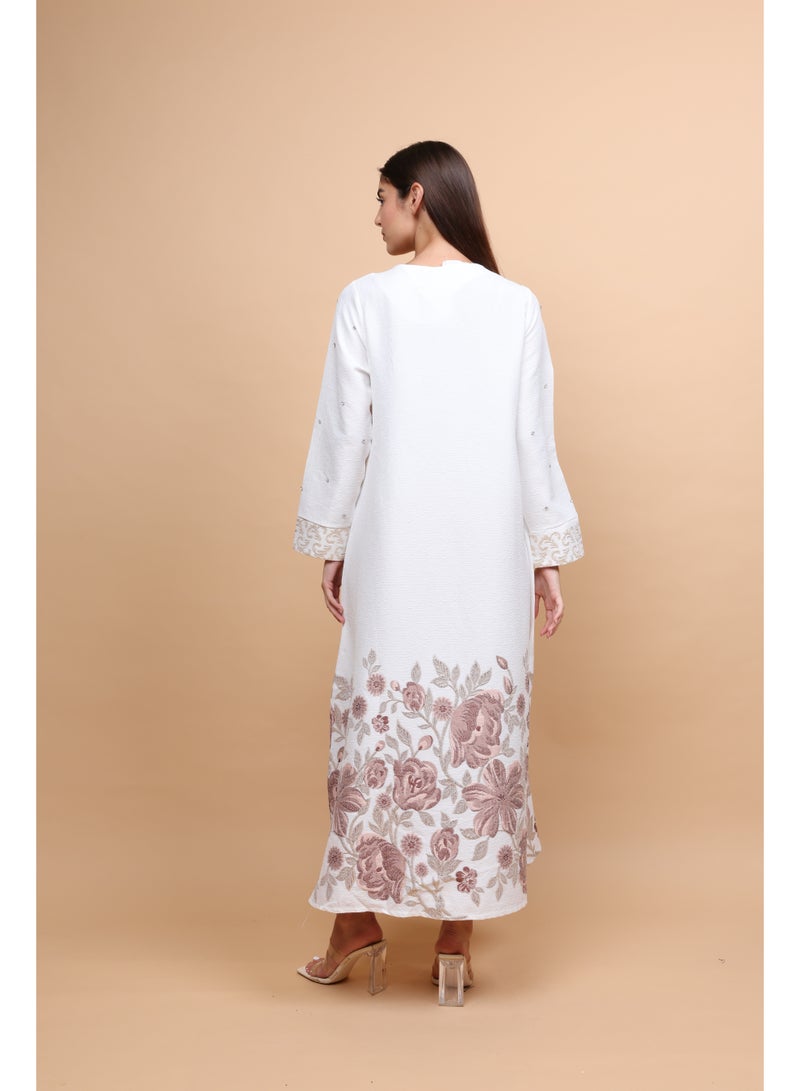 IKKXA Floral Crystal Pieces Classic Jalabiya - Image 4