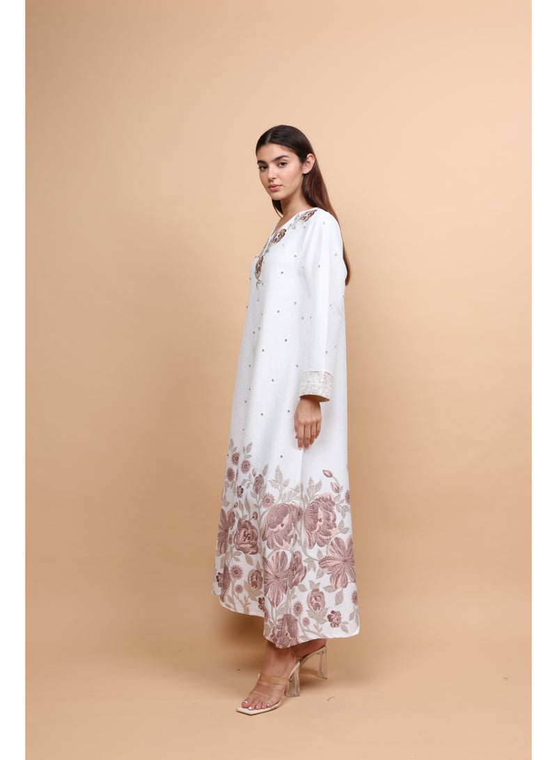 IKKXA Floral Crystal Pieces Classic Jalabiya - Image 3