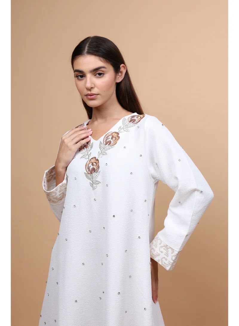 IKKXA Floral Crystal Pieces Classic Jalabiya