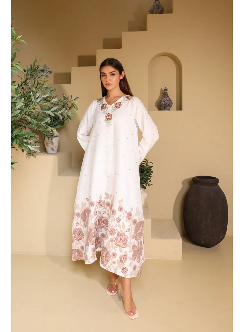 IKKXA Floral Crystal Pieces Classic Jalabiya