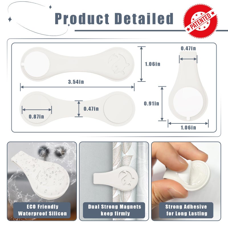 Vaszu Magnetic Silicone Shower Curtain Clips for Liner, Self Adhesive Windproof Splash Holders Prevent Water Splashing Out Keep Curtain Liner Closed to Wall Shower Curtains Keeper for Home 3 Packs - Image 5