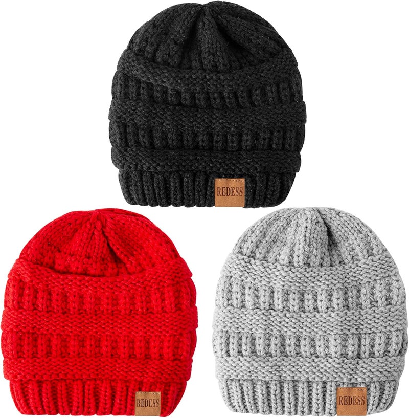 REDESS Baby Kids Winter Warm Hats, Infant Toddler Children Beanie Knit Cap Girls Boys - Image 2