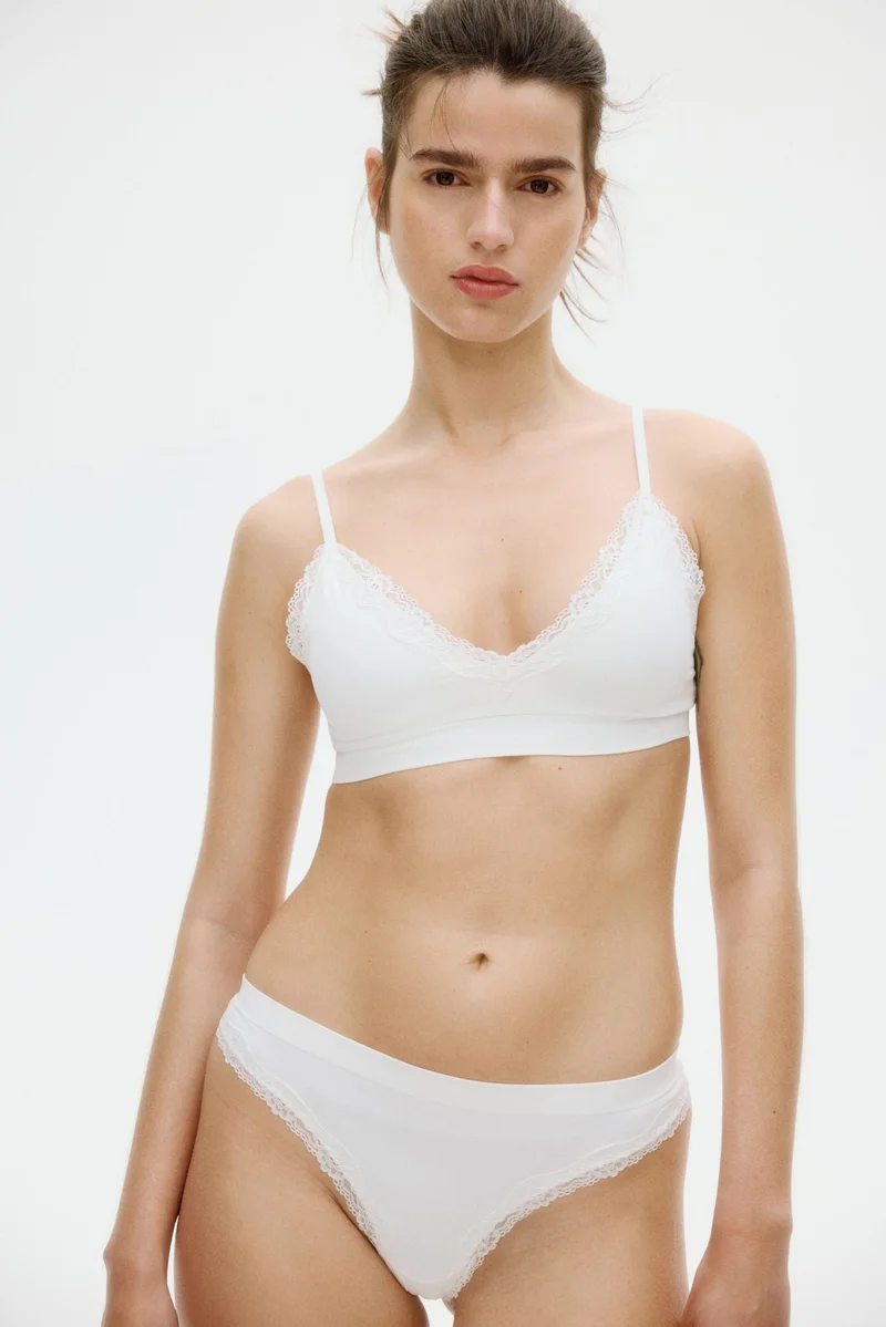 H&M 2-pack Seamless Lace-trimmed thong briefs