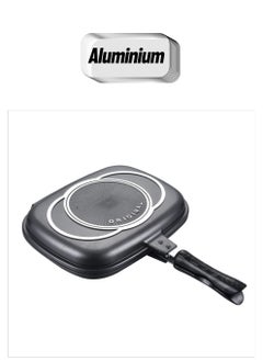 Y&D Double-sided Frying Pan, Double Side Pressure Cooking Grill Portable Pot for Home Cooking, Anti‑Burn Handle, Cookware Kitchen Supplies 