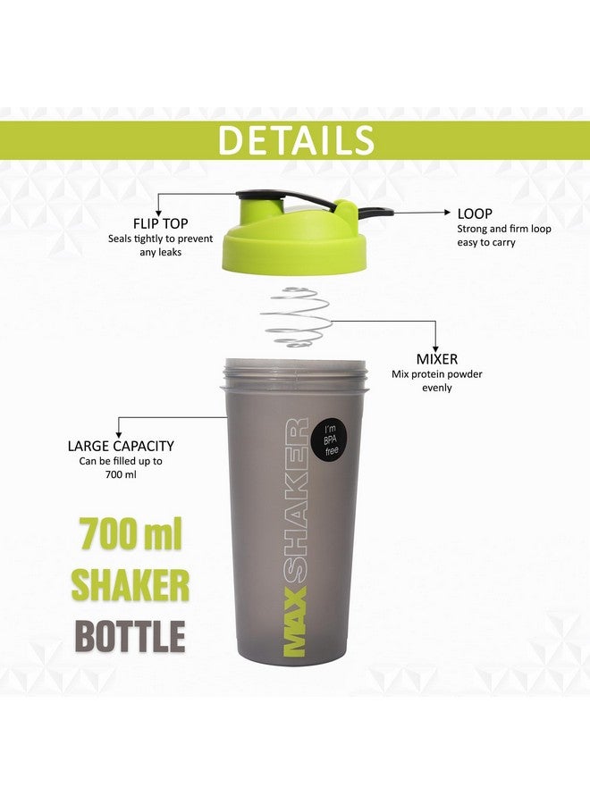 JAYPEE PLUS جايبي بلس ماكس شاكر مع كرة الخلط | شاكر بروتين للجيم | زجاجة جيم | زجاجات شاكر | شاكر سفر 700 مل، رمادي أخضر - Image 3