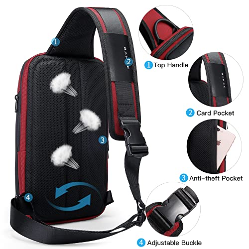 BANGE Waterproof Men's Chest Bag Shoulder bags Crossbody Sling Backpack (7566Red) - Image 4