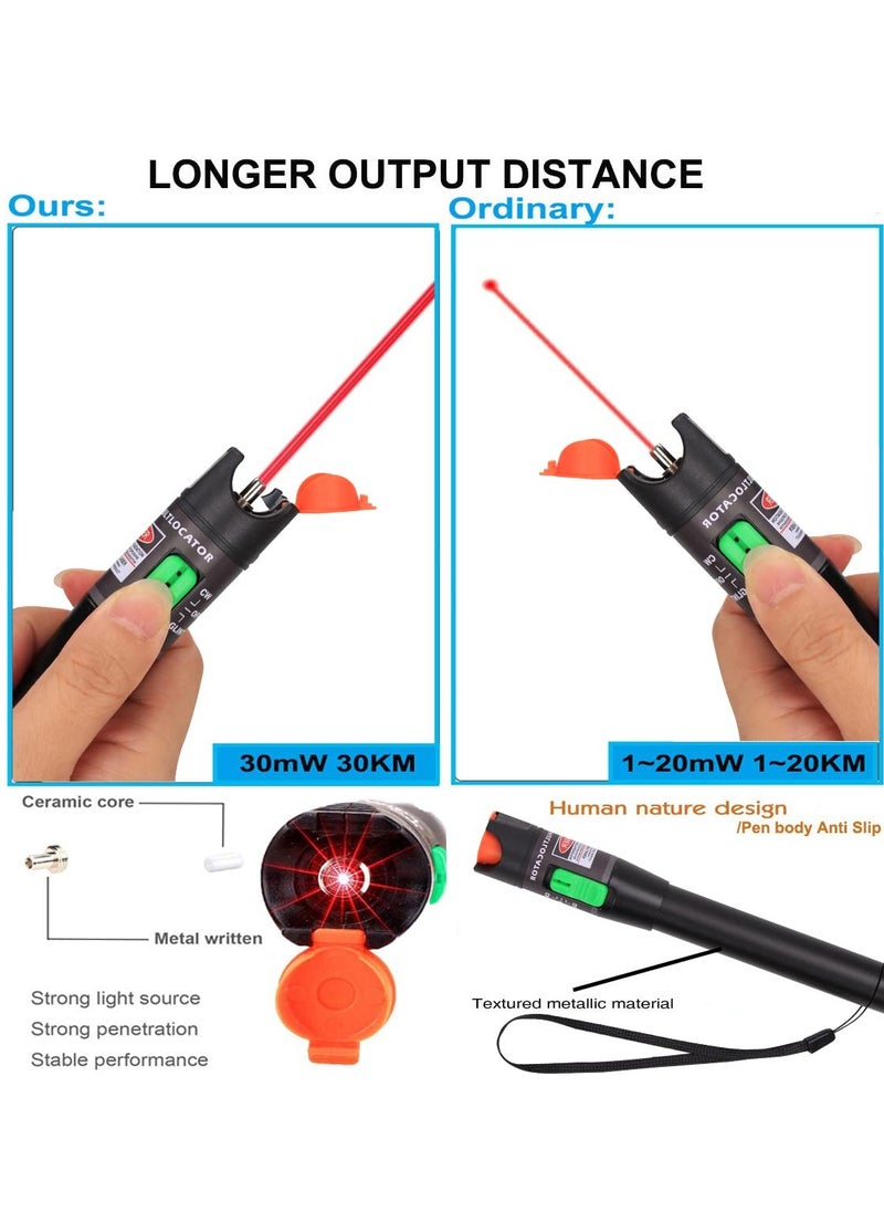 SANMUGEED Fiber Visual Fault Locator 30mW 30KM, VFL Fiber Optic Cable Tester Meter, Red Light Pen Tester Adapt LC/FC/SC/ST Interface, Fiber Network Cable Test Kit Fiber Light Source Testers  - Image 5