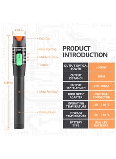 SANMUGEED Fiber Visual Fault Locator 30mW 30KM, VFL Fiber Optic Cable Tester Meter, Red Light Pen Tester Adapt LC/FC/SC/ST Interface, Fiber Network Cable Test Kit Fiber Light Source Testers  - Image 5