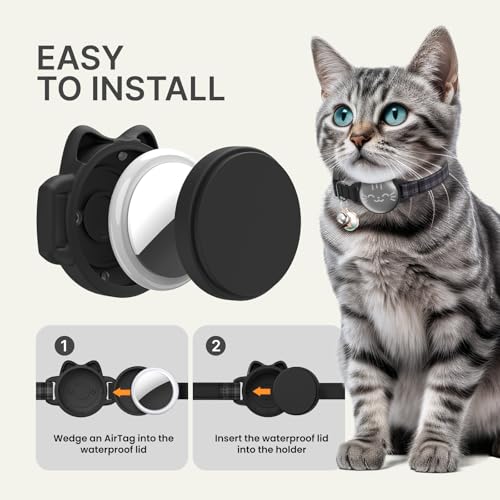 typecase Waterproof Airtag 2nd & 1st Cat Collar, Breakaway Cat Airtag Collar with Luminous & Reflective Fish Pattern, Lightweight Kitten Collars for Apple Air tag, Hidden GPS Tracker Holder for Cats, Kittens - Image 5