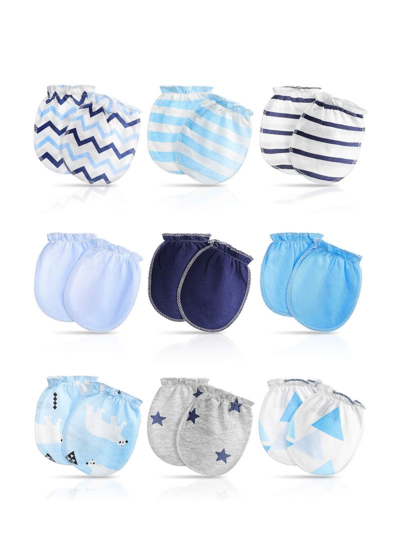 Y&D Anti-Scratch Baby Mittens Cute Newborn No Scratch Mitten Gloves for Little Boys Girls 0-6 Months Multicoloured 9 Pairs  - Image 1