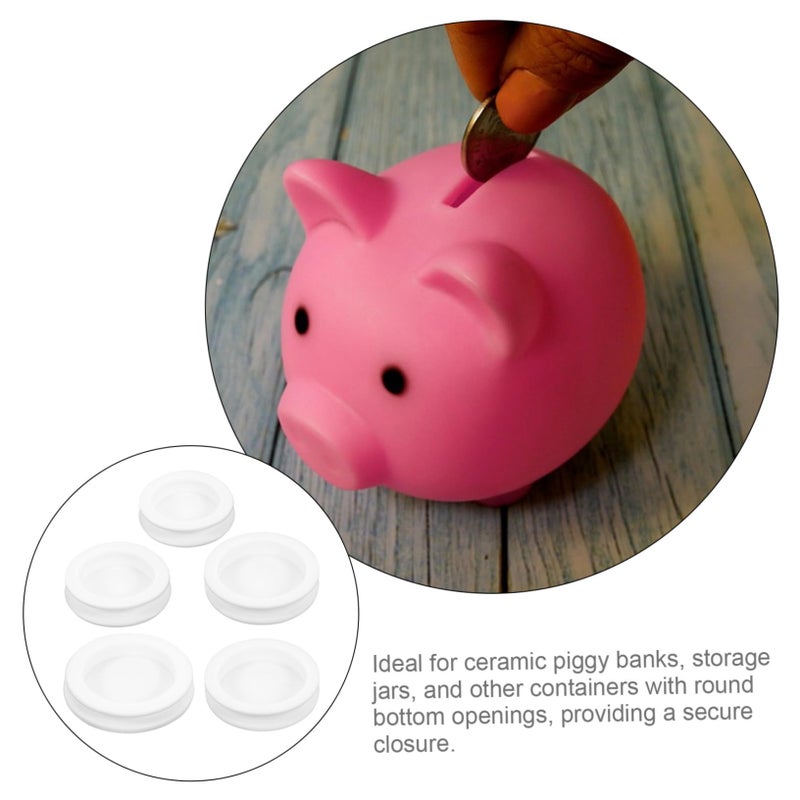 White Round Money Saving Box Seal 5 Pack Compatible with Coin Jars and Containers - Image 4
