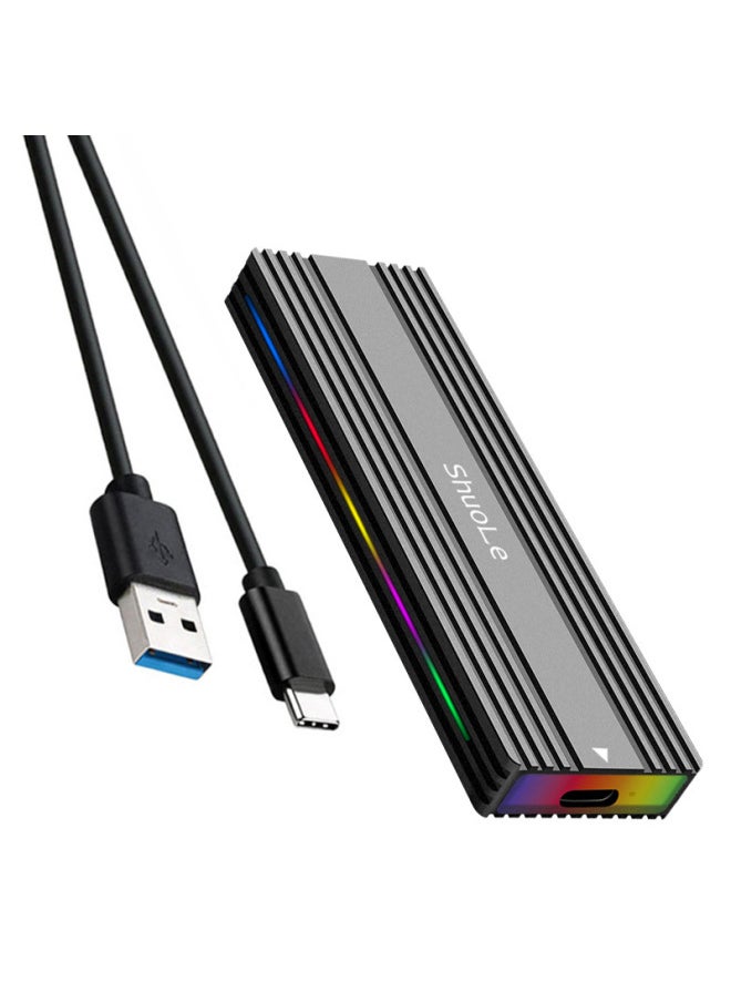 Generic M.2 Solid State USB3.1NGFF & Nvme Dual Protocol Hard Disk Box Type-C RGB Aluminum Alloy Mobile Hard Disk Box-Color:SL-TP1102-L-CCA  - Image 3