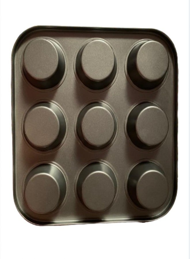 SHOAIB 9-Cup Slots Muffin and Cupcakes Mould Carbon Steel Baking Tray 9-Cavity Brownies and Cupcakes Baking Tray - Image 2
