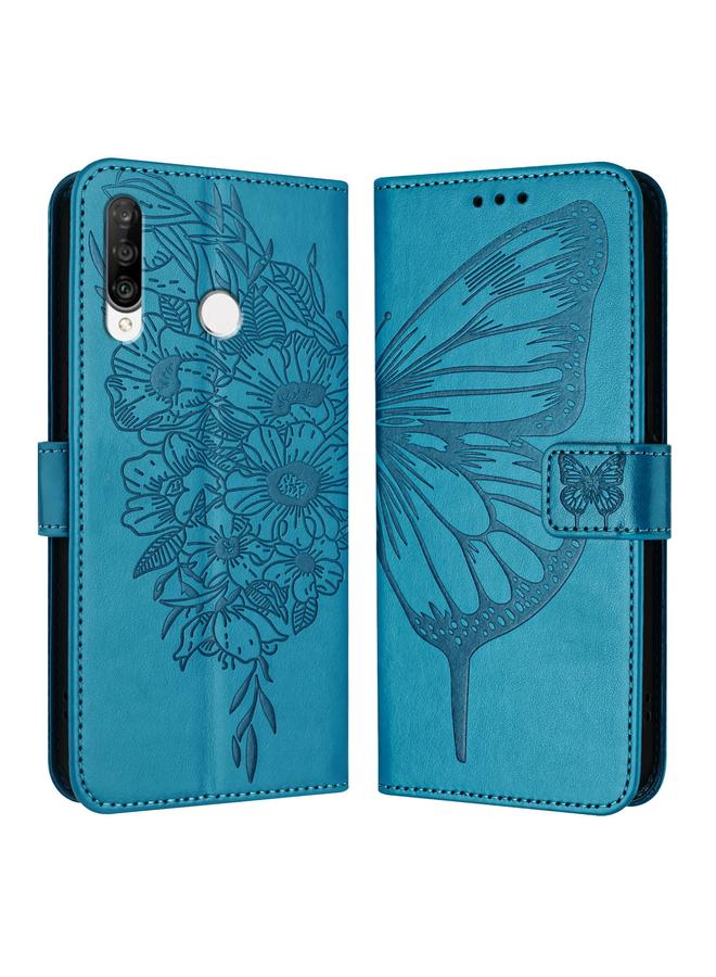 Green Tiger Case For Huawei P30 Lite / Nova 4e Embossed Butterfly Leather Phone Case - Image 1