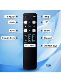 TIGER Universal Voice Remote for TCL Android 4K Smart TV - RC802V FNR1 Replacement Remote for TCL Models 40S334, 50S434, 55S434, 75S434, and More – Easy Setup, Voice Control, Full Functionality  - Image 2