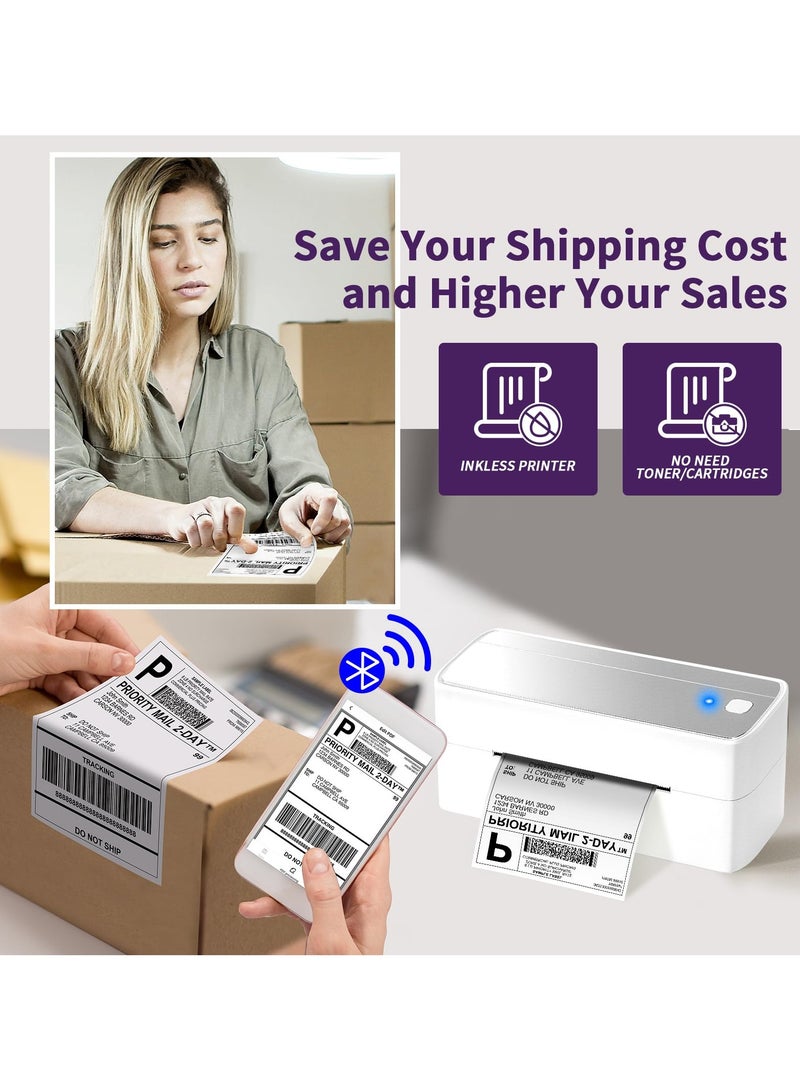 phomemo 241-BT Bluetooth Thermal Label Printer, 4X6" Wireless Shipping Label Printer for Small Business, Label Printer for Shipping Packages, Compatible with iPhone, Android (Silver) - Image 4