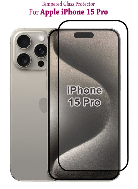 Tempered Glass Screen Protector For Apple iPhone 15 Pro - Black