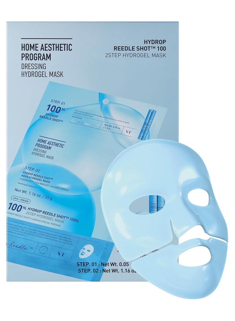 VT COSMETICS VT COSMETICS Hydrop Reedle Shot 100hl 2-Step Hydrogel Mask(34.5gx4ea) | Intensive Hydrating, Exosome Hyaluronic Acid, Dewy & Glass Skin, Overnight Melting Mask, Korean Facial Mask DROP REEDLE SHOT® 100hL 2STEP HYDROGEL MASK - Image 1