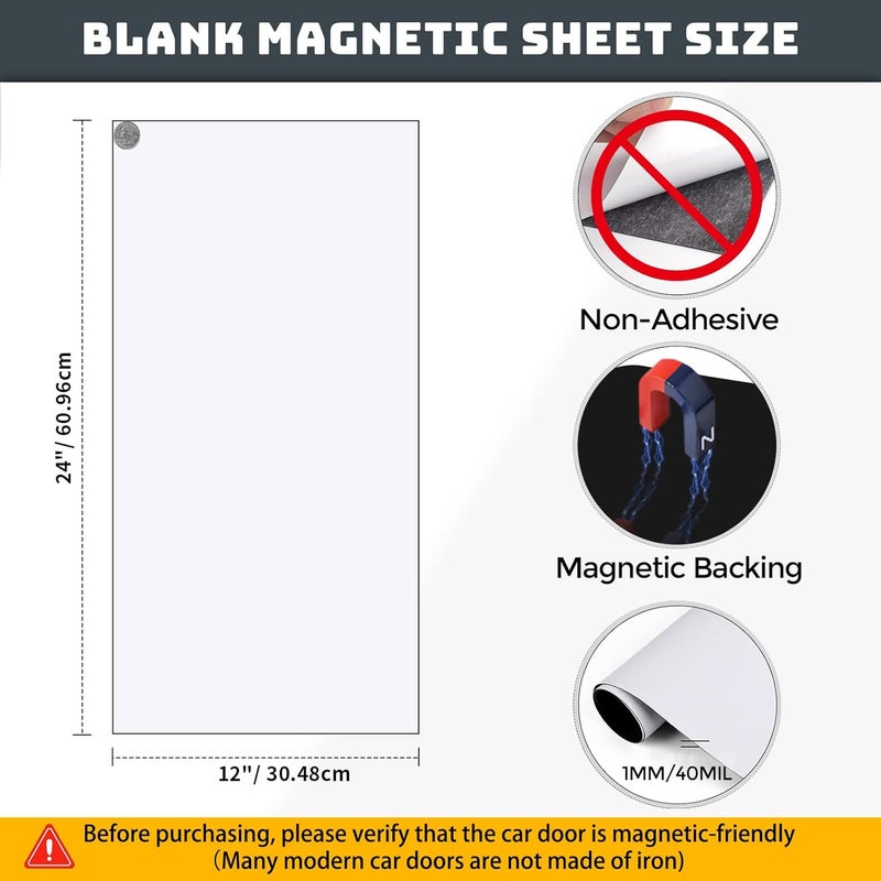 CUHIOY Blank Car Magnetic Sheets - 2 Pack 24"x12" Strong Flexible Car Magnet Sign for Covering Advertising Business and Company Decals（for HOA, Prevent Car Door Bumper Scratches & Dents, 40mils - Image 2