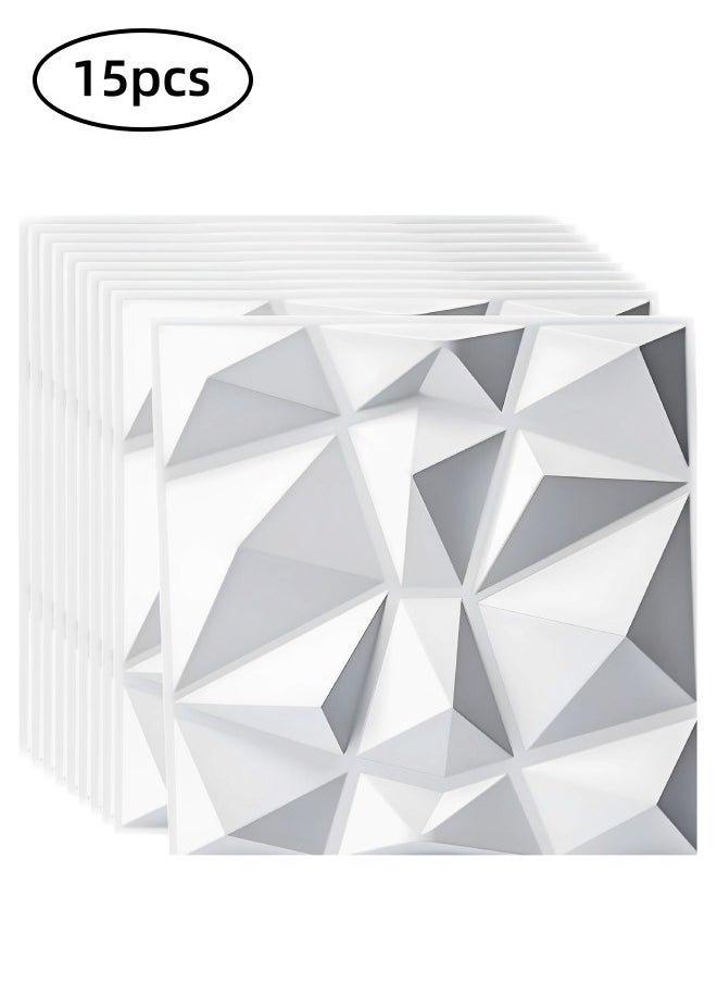 Perfin 15pcs 3DPVC Wall Board, 30cm *30cm Diamond Texture Design, Waterproof Flame Retardant, Easy To Clean, Suitable For TV Background Wall, Bedroom, Living Room Decoration  - Image 1
