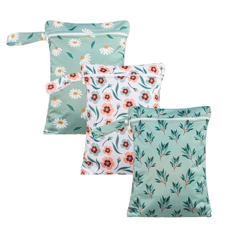 Happy Flute 3 Set Wet Bag Storage Bag Zipper Waterproof Washable Travel Bags, Beach, Pool, Gym Bag for Cloth Diaper, Swimsuits & Wet Clothes(EF643) - Image 1