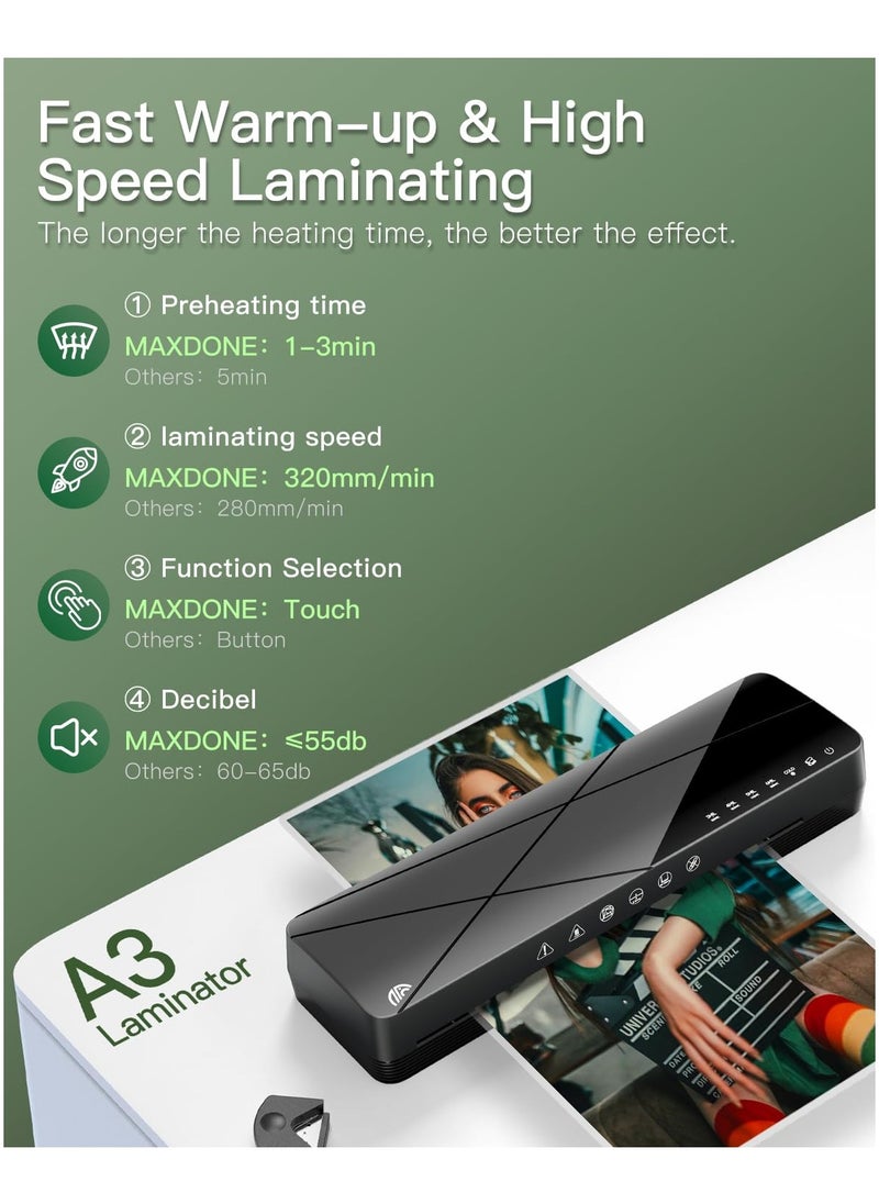SYOSI - SYOSI A3 Laminating Machine Set - Hot and Cold Thermal Laminator 13 Inches with Laminating Sheets, 5-in-1 Lamination Machine with 6 Laminating Modes and Auto-Off for Home Office School - Image 1