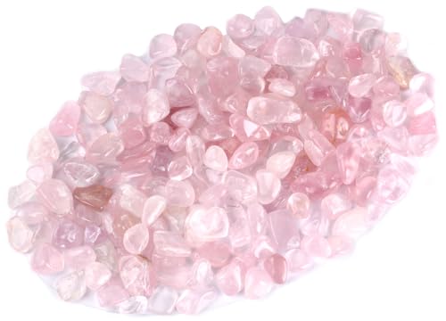 ZenQ 1 lb Rose Quartz Tumbled Stone Chips Crushed Natural Crystal Quartz Pieces - Image 1