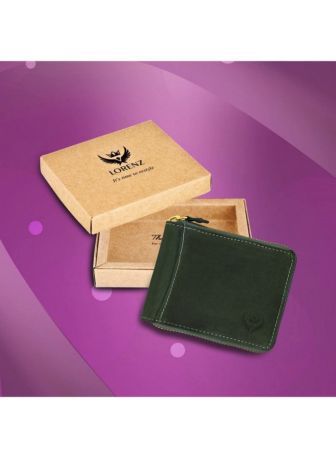 Lorenz محفظة لورينز® الجلدية الأصلية ذات اللون الأخضر الزيتوني مع حجب RFID للرجال | محفظة قابلة للطي | محفظة رجال | GL-42 - Image 2