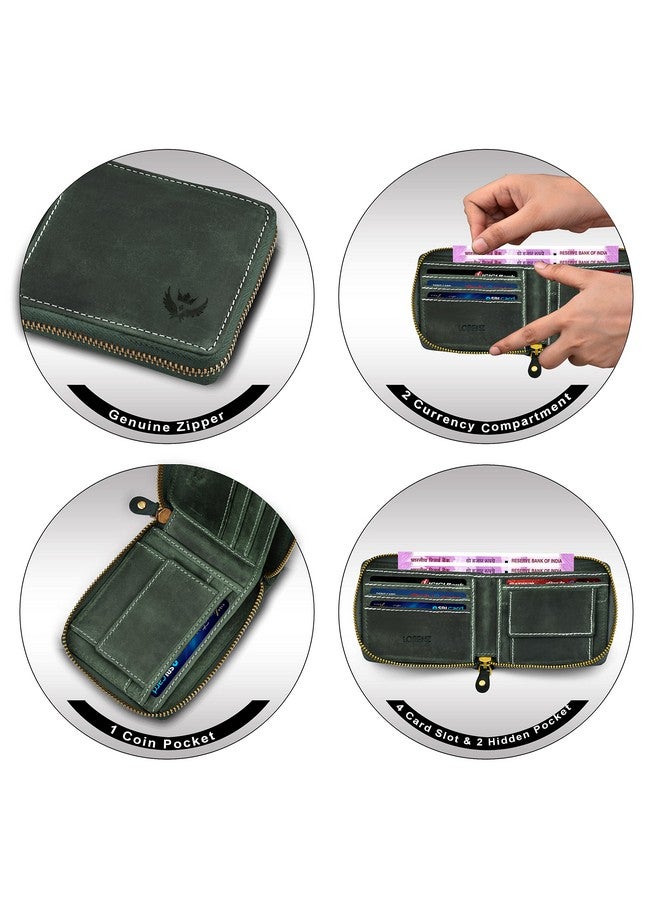 Lorenz محفظة لورينز® الجلدية الأصلية ذات اللون الأخضر الزيتوني مع حجب RFID للرجال | محفظة قابلة للطي | محفظة رجال | GL-42 - Image 4