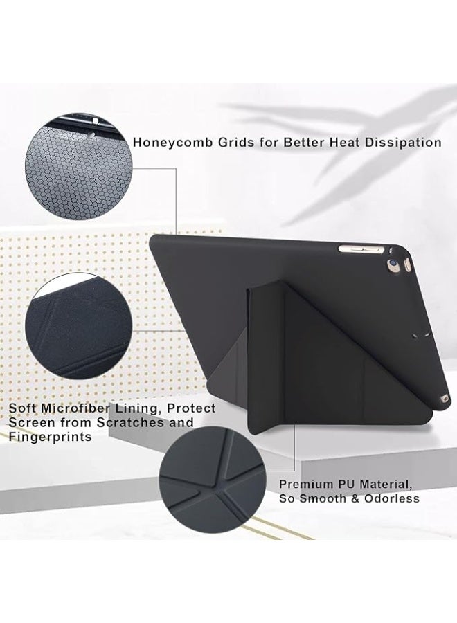 Compatible with  iPad Case for iPad 9.7 Inch 6th 2018 & 5th 2017 Gen, also Fits iPad 9.7" Air 2013 & Air 2nd 2014, 5-in-1 Multiple Angles Viewing Positions, Smooth Silicone Cover & Soft TPU Back (Black) - Image 3