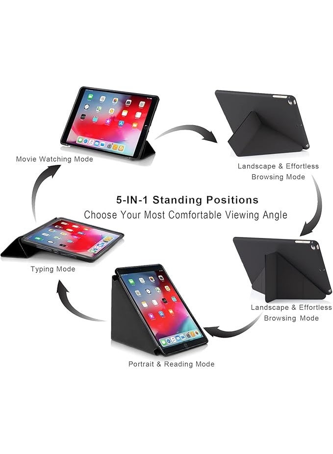 Compatible with  iPad Case for iPad 9.7 Inch 6th 2018 & 5th 2017 Gen, also Fits iPad 9.7" Air 2013 & Air 2nd 2014, 5-in-1 Multiple Angles Viewing Positions, Smooth Silicone Cover & Soft TPU Back (Black) - Image 4