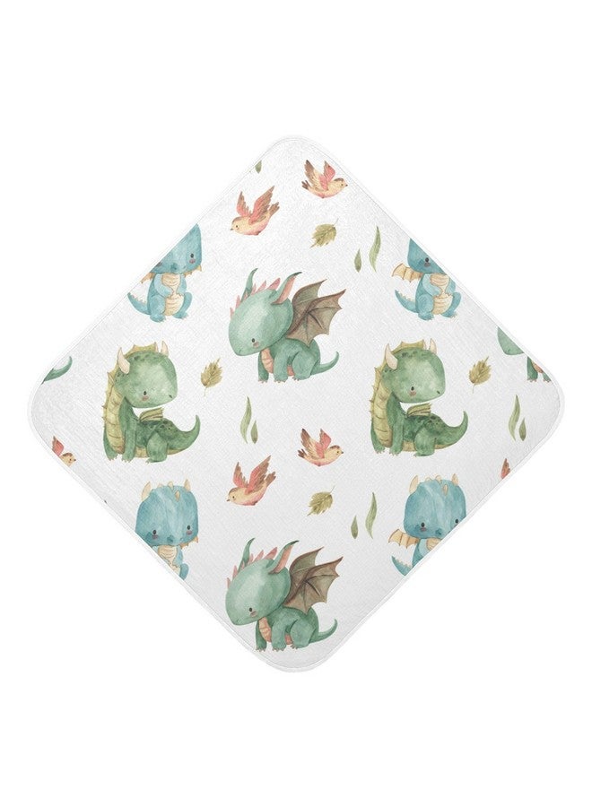 Kigai Cute Dragon Muslin Hooded Baby Towel Ultra Soft and Absorbent Bath Towel for Boy Girl Cotton Baby Bathrobe Blanket for Newborn Infant Toddler, 35x35 Inch - Image 1