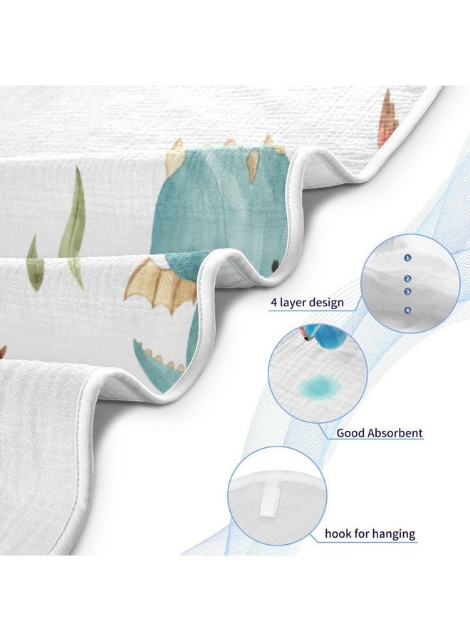 Kigai Cute Dragon Muslin Hooded Baby Towel Ultra Soft and Absorbent Bath Towel for Boy Girl Cotton Baby Bathrobe Blanket for Newborn Infant Toddler, 35x35 Inch - Image 3