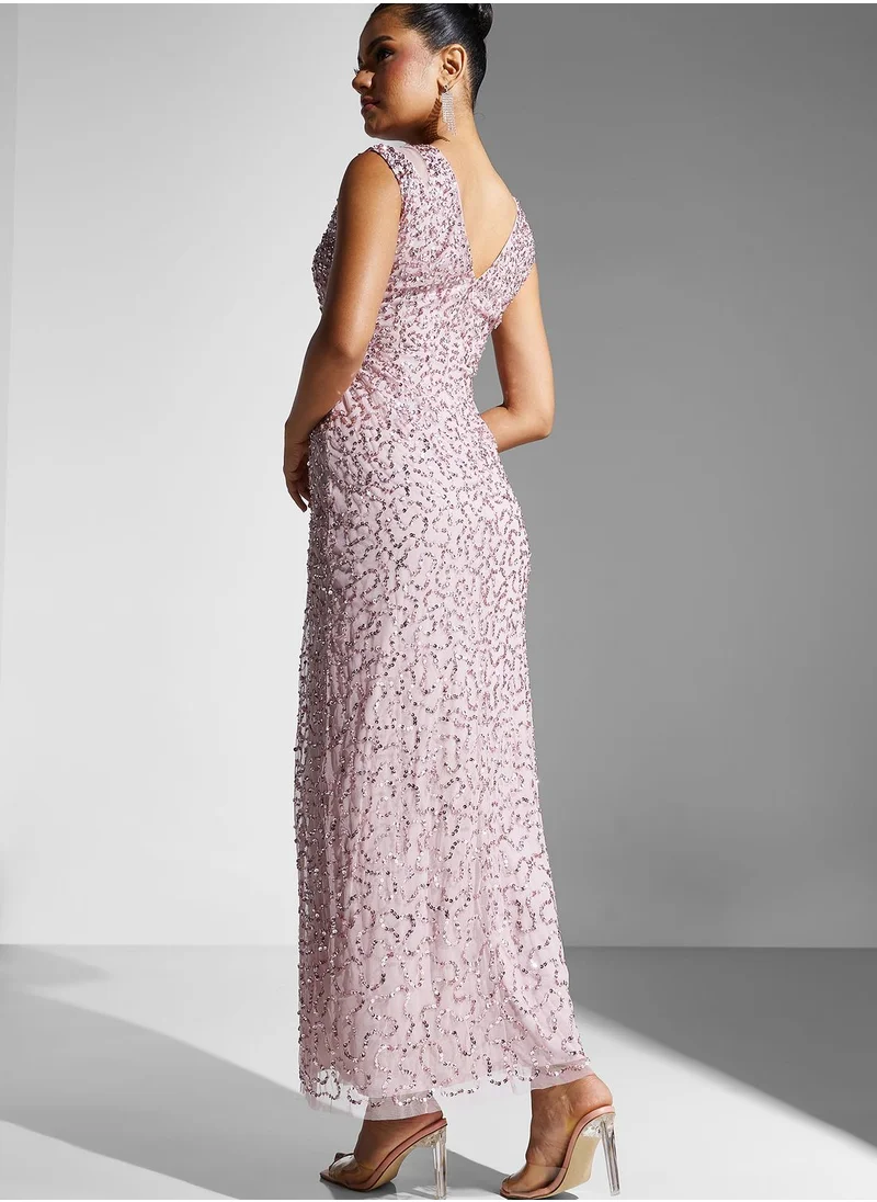 Namshi x Embellished Dress With Cutout Front