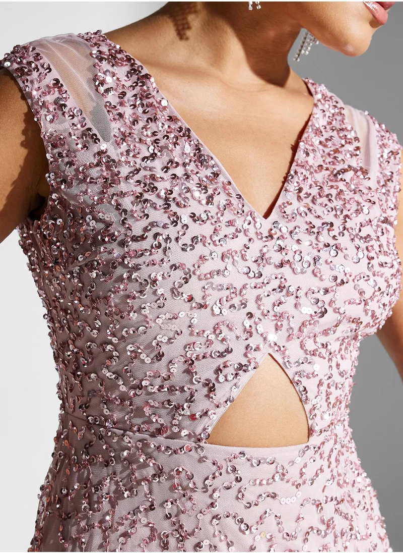 Namshi x Embellished Dress With Cutout Front