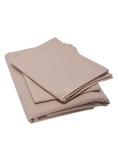 Home-Tex Design 3 Piece Hometex Design 100% Cotton King Size Printed Flat Sheet Set BEIGE SABLE - 1 Flat Sheet (240x260 cm) + 2 Pillow Covers (50x80 cm)  - Image 2