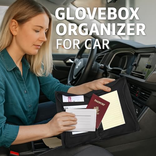 Aoeeki Car Registration and Insurance Card Holder, Glove Box Organizer Vehicle Document Wallet with Clear Compartments, Auto Document holder for Driver License, Car Insurance Vehicle Registration (Black) - Image 3
