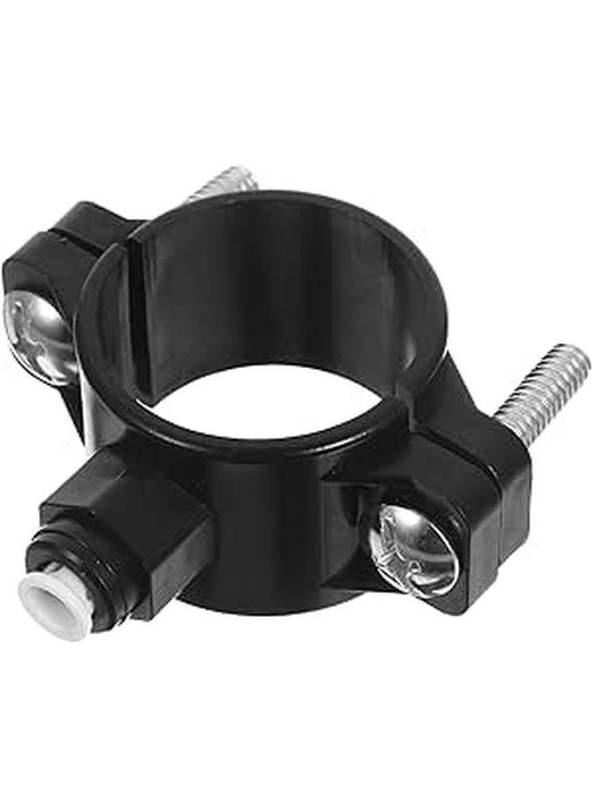 Black Plastic Drain Saddle Clamp with Fixing Clip for RO Wastewater Pipe Connection - Image 1