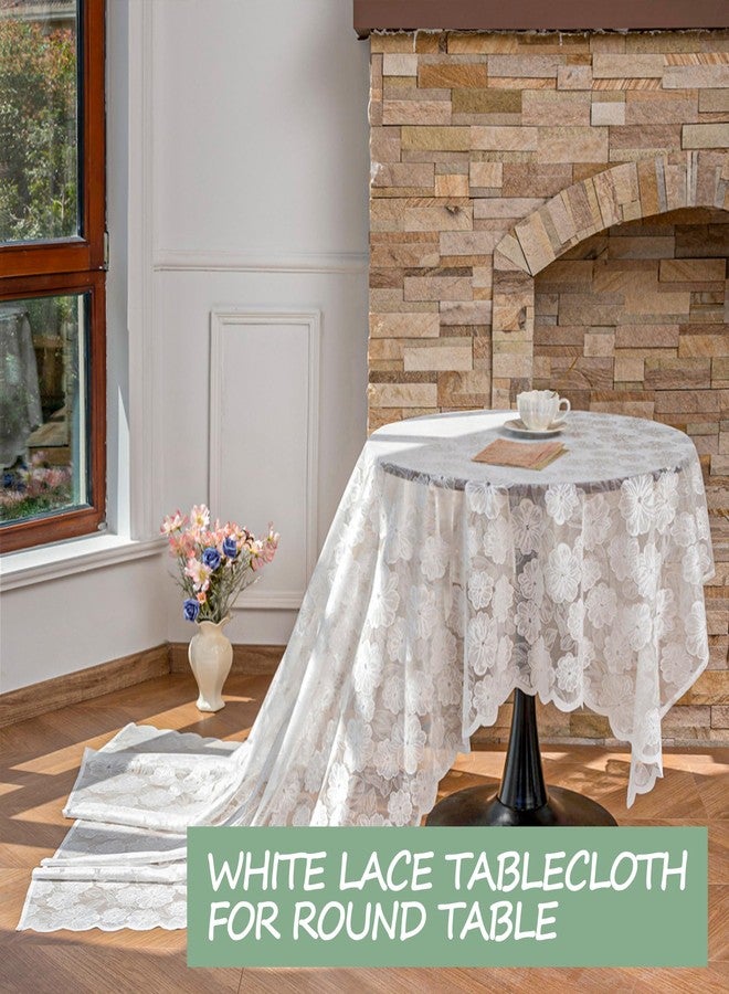 Jayla White Lace Tablecloth 60 X 120 Inches Rectangle Plum Blossom Flower Embroidered Wedding Table Cloths for Outdoor Party Reception, Dinner Party, Baby Shower, Tea Party Decorations, Home Decor - Image 3
